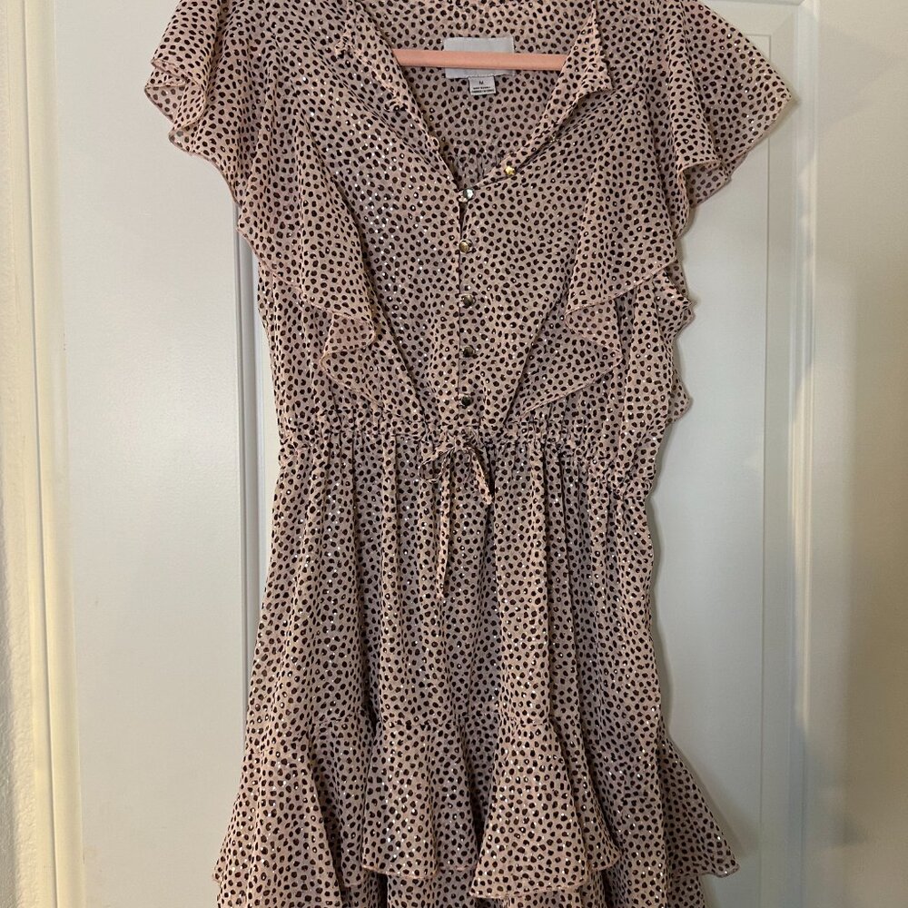Sabina Musayev dress size M -- light pink and polka dot and shimmer pattern.